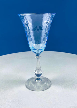 Vintage Fostoria Wine Water Crystal Goblets. Moonlight Blue Wavecrest. Set of 12. Dining Room Table Decor. Collectible Glassware.