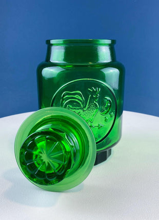 Vintage Green Glass Storage Jar with Lid. Wheton NJ. Glass Canister. Countertop Container or Cookie Jar. Modern Farmhouse. Dining Room Decor