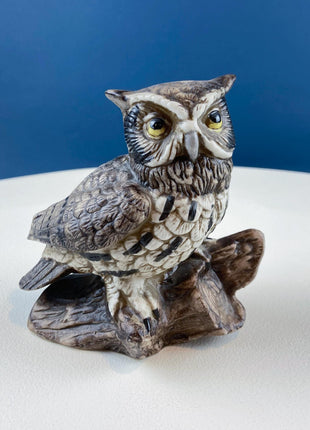 Vintage HOMCO Porcelain Owl Figurines. Set of 2 Birds. Office or Library Display. Halloween Celebration. Gift for Bookworm. Woodland Decor.