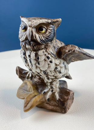 Vintage HOMCO Porcelain Owl Figurines. Set of 2 Birds. Office or Library Display. Halloween Celebration. Gift for Bookworm. Woodland Decor.