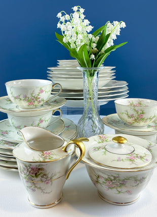Vintage Haviland Rosalinde Dish Set. 24 Pieces. 4 Place Settings. Wild Rose Garlands. Creamy White. French Country. Home Decor. Serveware.