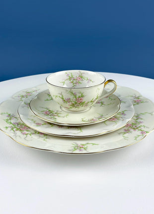 Vintage Haviland Rosalinde Dish Set. 24 Pieces. 4 Place Settings. Wild Rose Garlands. Creamy White. French Country. Home Decor. Serveware.