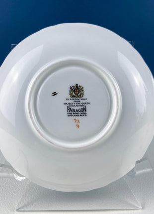 Vintage Paragon Tea Cup and Saucer. Blue with Gold Motifs. Hand Painted Flowers. Dining Room Decor. Tea Garden Party. Hosting Essentials.