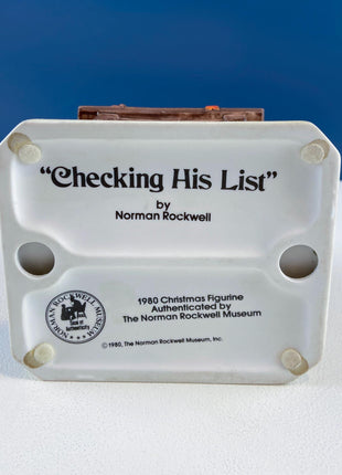 Vintage Porcelain Figurine of Santa Checking His List by Norman Rockwell. Seasonal Display for Home Retail or Office. Collectible Statuette.