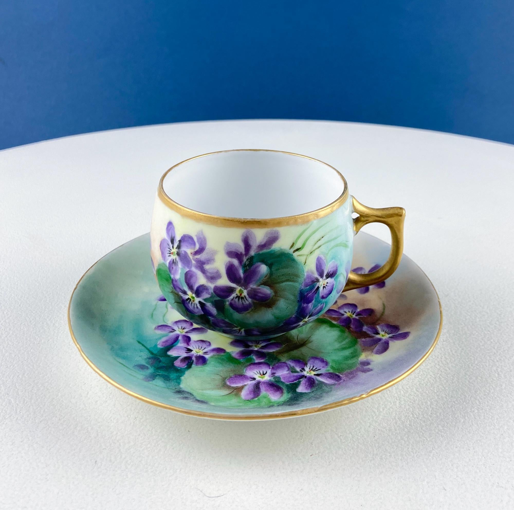 antique coffee cups Vintage Porcelain Tea Cup & Saucer. Hand-Painted Violets. Modern Farmhouse. Tea Garden Party Hosting Essentials