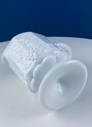 Vintage Westmoreland Milk Glass Pitchers with Vine & Grape Motif. 2 White Creamers. Dining Room Table Decor. Serveware. Gift for Him or Her