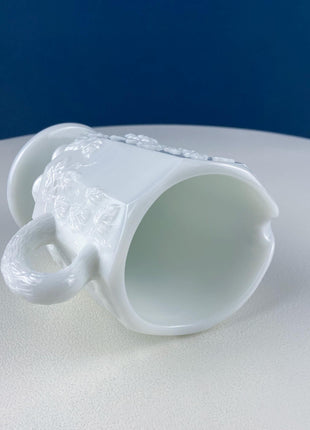 Vintage Westmoreland Milk Glass Pitchers with Vine & Grape Motif. 2 White Creamers. Dining Room Table Decor. Serveware. Gift for Him or Her