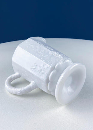 Vintage Westmoreland Milk Glass Pitchers with Vine & Grape Motif. 2 White Creamers. Dining Room Table Decor. Serveware. Gift for Him or Her