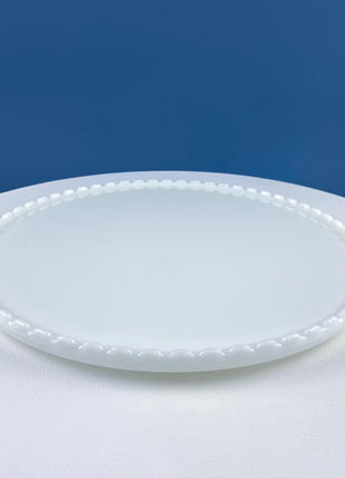 Vintage XLarge Milk Glass Serving Tray with Scalloped Edge. Bath Console Strage. High Tea. Modern Farmhouse. Dining Room Table Display.