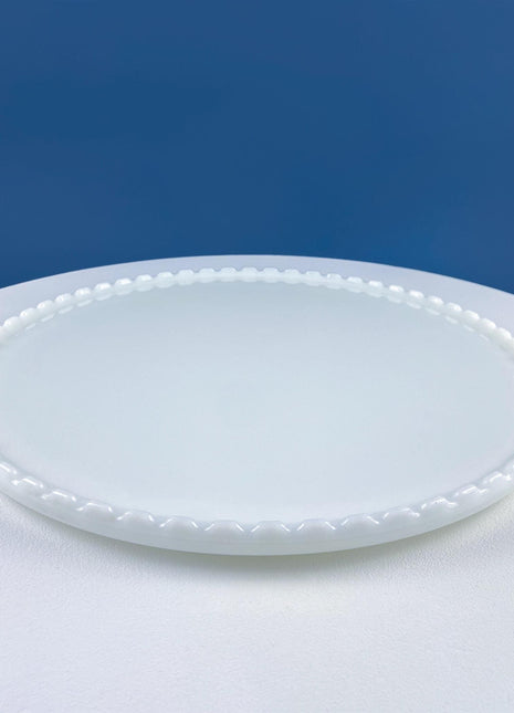 Vintage XLarge Milk Glass Serving Tray with Scalloped Edge. Bath Console Strage. High Tea. Modern Farmhouse. Dining Room Table Display.