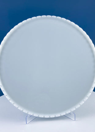 Vintage XLarge Milk Glass Serving Tray with Scalloped Edge. Bath Console Strage. High Tea. Modern Farmhouse. Dining Room Table Display.