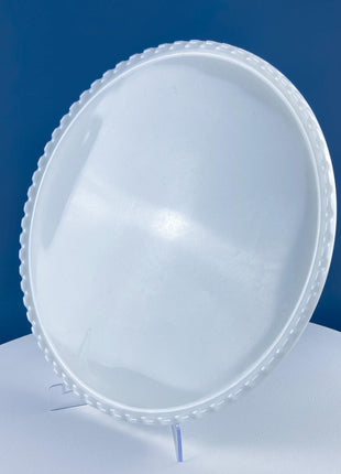 Vintage XLarge Milk Glass Serving Tray with Scalloped Edge. Bath Console Strage. High Tea. Modern Farmhouse. Dining Room Table Display.