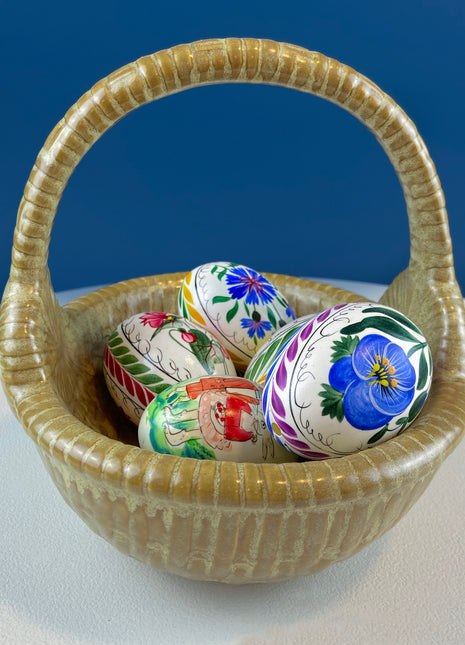 Ceramic Egg Basket. Gold Brown Serving Bowl or Modern Farmhouse Serving Dish. Decorative or Utalitarian. Housewarming Gift. Easter Decor.