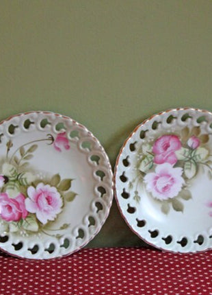 Lefton Porcelain Hand Painted Pitcher. Heritage Green Pitcher with Pink Roses, Crimped Rim, Scalloped Foot. Dining Room Decor. Cottagecore.