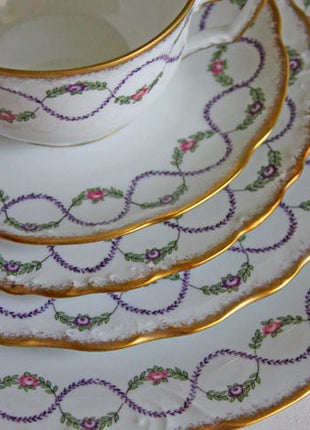 Antique Limoges Salad or Dessert Plates with Matching Serving Bowl. Set of 9 8.5" Plates. Dining Table Decor. French Country Living.