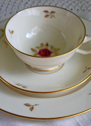 SOLD - Cup / Saucer / Plate Set. Porcelain Trio by Lenox P-471 with Rhodora Pattern.
