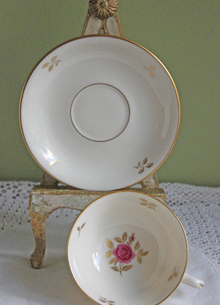 SOLD - Cup / Saucer / Plate Set. Porcelain Trio by Lenox P-471 with Rhodora Pattern.