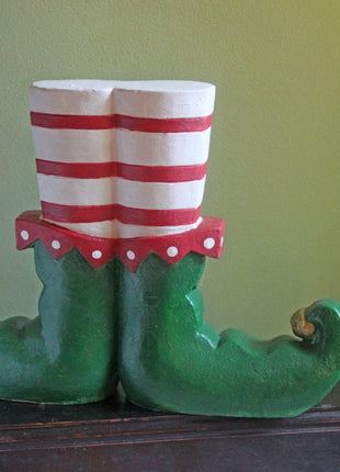 Elf Boots Door Stopper - Sculpture / Concrete Hand Painted Boot / Store / Lodge, Cabin Display Boot for Xmas / Photo Prep.
