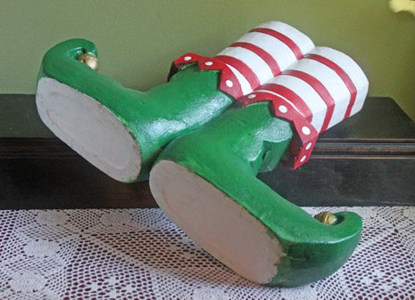 Elf Boots Door Stopper - Sculpture / Concrete Hand Painted Boot / Store / Lodge, Cabin Display Boot for Xmas / Photo Prep.