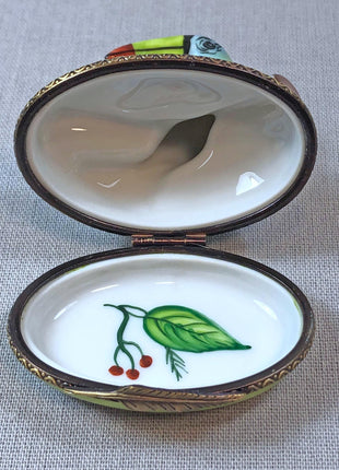 Koi Limoges Box with Sail Boat Clasp. Highly Collectible Porcelain Pill or Trinket Box. Gift for Him, Dad, or Fisherman. Gift for Her.