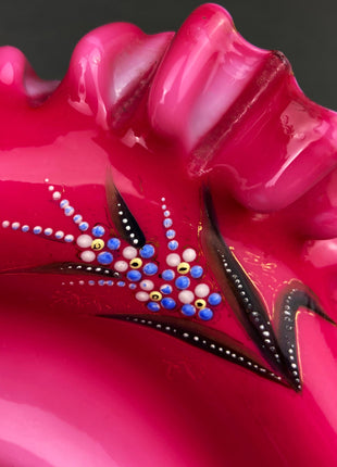 Antique Nippon Porcelain Bowl. Centerpiece Dish with Scalloped Edges Gold Framework & Hand Painted Flowers. Dining Room Decor.