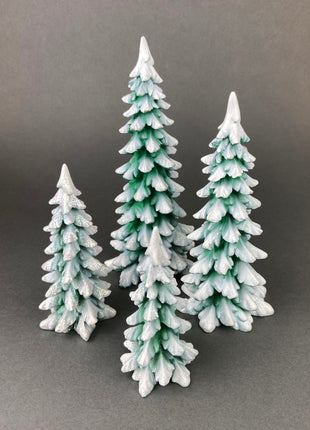 Porcelain Snow Covered Pine Tree with Star Topper. Christmas Village Accessories. Alternative Holiday Decor. Kids Room. Store Display.