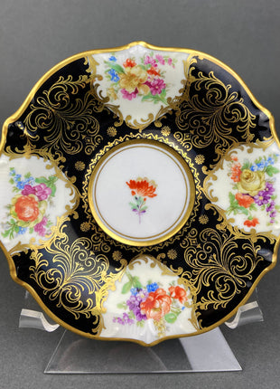 Antique Schumann ArzbergTea Cup and Saucer. Black and Gold. Made in Germany.