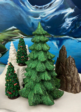 Icy Trees for Christmas Village or Seasonal Display by Dept. 56. Set of 2 Medium White Pines. Village Accessories. Nativity Scene.