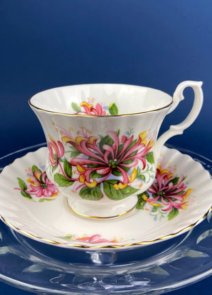 Vintage Stechcol Tea or Coffee Cup and Saucer with Roses and Strawberries Design. Dining Room Decor. Modern Farmhouse. Tea Garden Party.