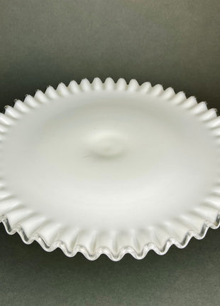 Vintage XLarge Milk Glass Serving Tray with Scalloped Edge. Bath Console Strage. High Tea. Modern Farmhouse. Dining Room Table Display.