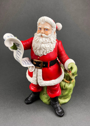 Belsnickel Santa in Beige Iridescent Coat and Red Gloves. Collectible Paper Mache Figurine. Victorian Holiday.