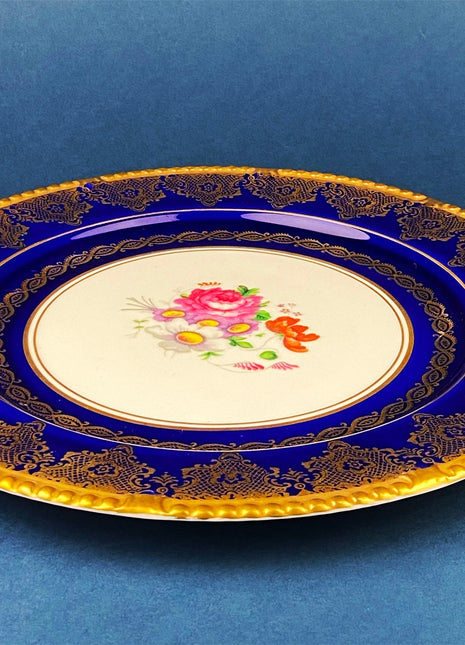 Antique Decorative or Serving Plate. Paragon, Hand Painted Cobalt Blue With Gold Serving Plate. Collectible Porcelain. Replacements.