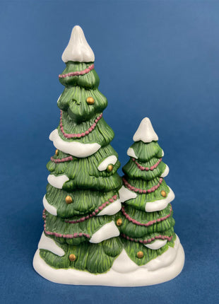 Porcelain Snow Covered Pine Tree with Star Topper. Christmas Village Accessories. Alternative Holiday Decor. Kids Room. Store Display.