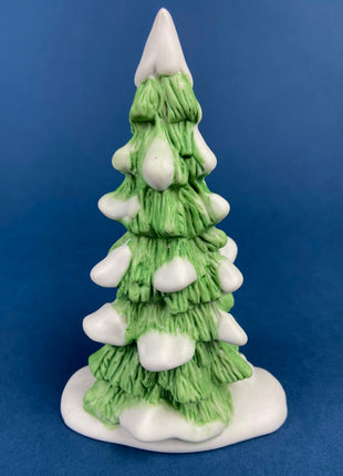 Porcelain Snow Covered Pine Tree with Star Topper. Christmas Village Accessories. Alternative Holiday Decor. Kids Room. Store Display.