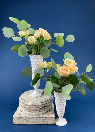 Westmoreland Milk Glass Vase or Planter. Footed Ivy Vase for Growing Ivy.