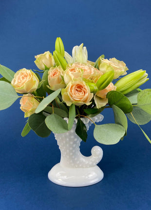 Westmoreland Milk Glass Vase or Planter. Footed Ivy Vase for Growing Ivy.