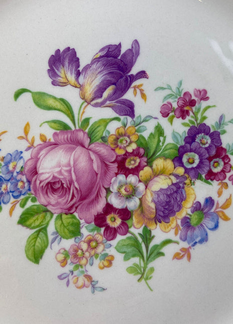 Vintage Dish Set. Leigh Wake by Leigh Potters. Set of 4 Placements: Dinner, Salad Plates, Soup, Salad Bowls, One Serving Dish & Teacups.