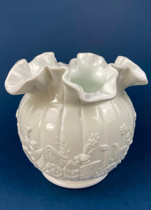 Westmoreland Milk Glass Vase or Planter. Footed Ivy Vase for Growing Ivy.
