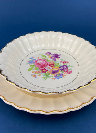 Vintage Dish Set. Leigh Wake by Leigh Potters. Set of 4 Placements: Dinner, Salad Plates, Soup, Salad Bowls, One Serving Dish & Teacups.