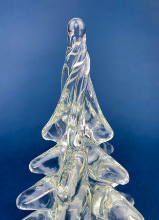 Lead Crystal Clear Christmas Tree. Hand Crafted Art Glass Spruce Tree. 7.5" Tall Pine. Holiday or Year-Round Decor.