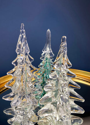 Lead Crystal Clear Christmas Tree. Hand Crafted Art Glass Spruce Tree. 7.5" Tall Pine. Holiday or Year-Round Decor.