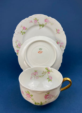 Antique Porcelain Tea Cup and Saucer Trio. Hand-Painted Roses by M&Z Austria and Rosenthal. Home Decor. Tea Hosting Essentials.