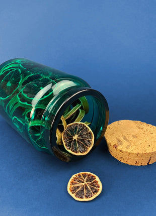 Vintage Green Glass Storage Jar with Lid. Wheton NJ. Glass Canister. Countertop Container or Cookie Jar. Modern Farmhouse. Dining Room Decor