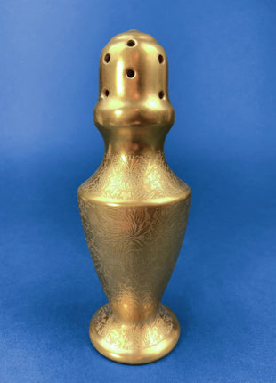 Antique, Gilded Porcelain Serving Bowl with Matching Saucer. Scalloped Brims. Embossed Floral Texture. Gold Serveware.