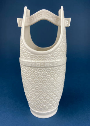 White Porcelain, Asian Vase with 3-D Vignette. Beautifully Detailed, Flower Vase or Collectible Art Vase. Gift for Him or Her.
