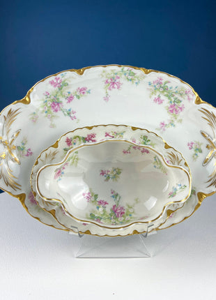 Oval Haviland Limoges Platter with Scalloped Edge. Stunning Porcelain Serving Dish. Wild Roses Motif. French Country. Serviceware.