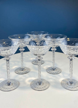 Cut Crystal Vintage Champagne Glasses. Set of 8 Stemware. Dining Room Table Decor. Gift for Him Her. New Year's Eve Celebration. Toasting.