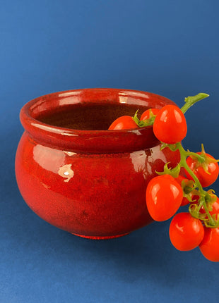 High Gloss Stunning Red Glaze Flower Pot/Vase. Vibrant Red Bowl. Ecclectic Bohemian Home Decor. In-House or Outdoor Herb Garden.