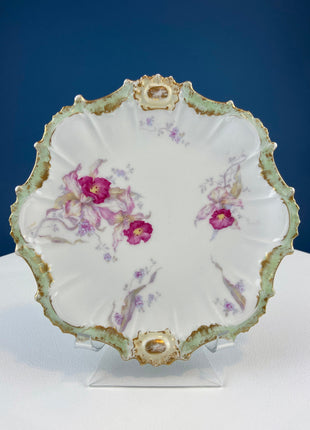 Oval Haviland Limoges Platter with Scalloped Edge. Stunning Porcelain Serving Dish. Wild Roses Motif. French Country. Serviceware.