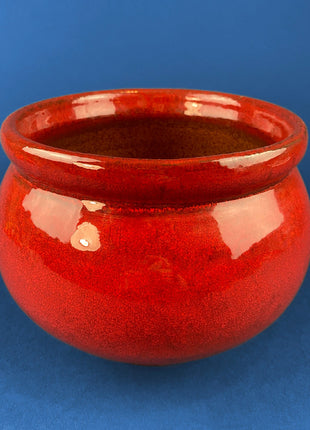 High Gloss Stunning Red Glaze Flower Pot/Vase. Vibrant Red Bowl. Ecclectic Bohemian Home Decor. In-House or Outdoor Herb Garden.